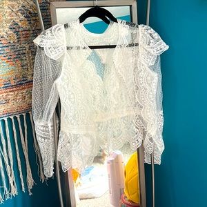 Watters Brides Lace button up top